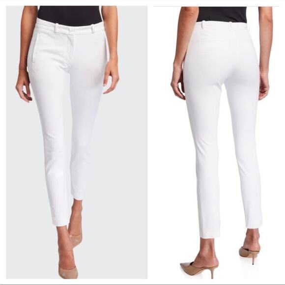 Joseph Pants - Joseph New Eliston Stretch-Gabardine Slim-Leg Trousers White Sz 6